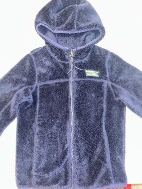 L.L. Bean Kids Plush Hooded Zip Jacket in Navy Blue